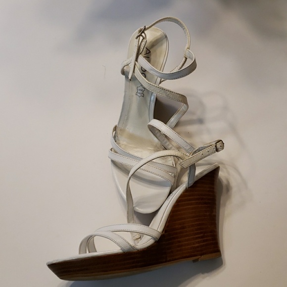 Aldo Ladies White Leather Strappy Wedge - Picture 2 of 7